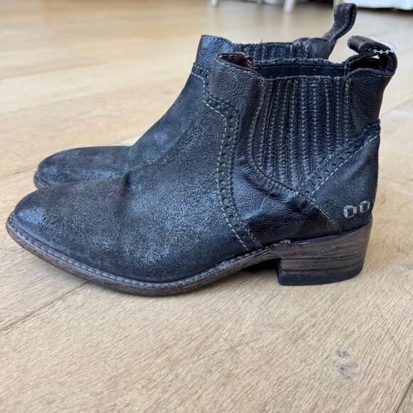 Bed|Stu Women’s Black Leather Ankle Distressed Pull-On Western Booties Sz 6 - Picture 9 of 9